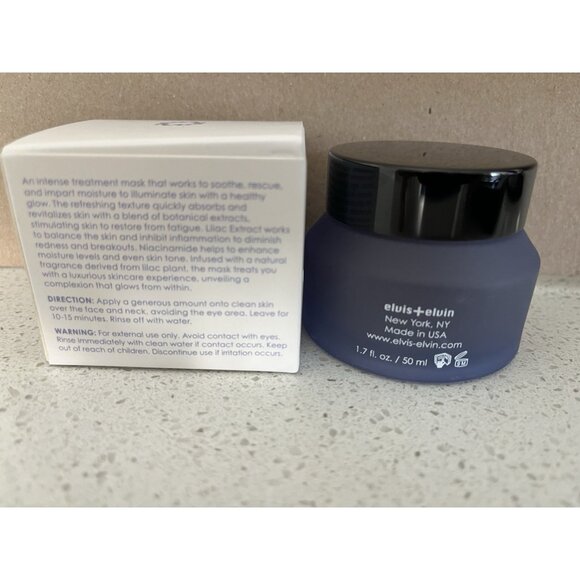 Elvis + Elvin New York Lilac Brightening Facial Mask 1.7 oz. New In Box - Picture 3 of 5